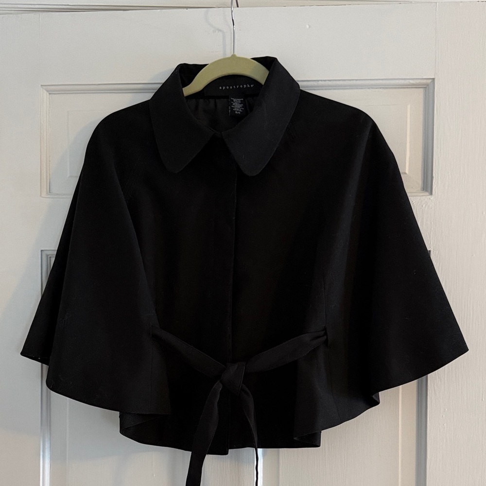 Apostrophe Black Cape with Tie Waist
